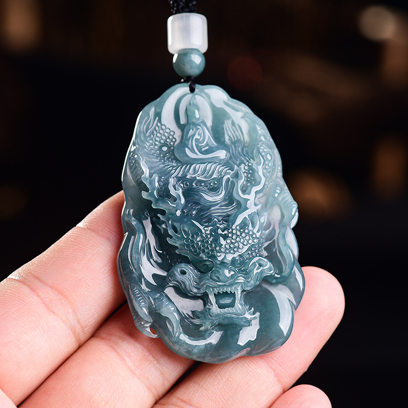 Jewelry & Watches Store - Natural Burmese Jadeite Dragon Pendant Necklace