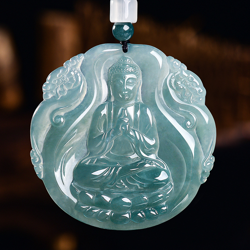 Jewelry & Watches Store - Natural Burmese Jadeite Buddha Pendant Necklace