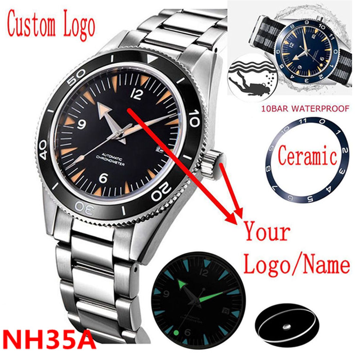 Custom Logo NH35 Movement Watc - Mens Mechanical Watch review and price
