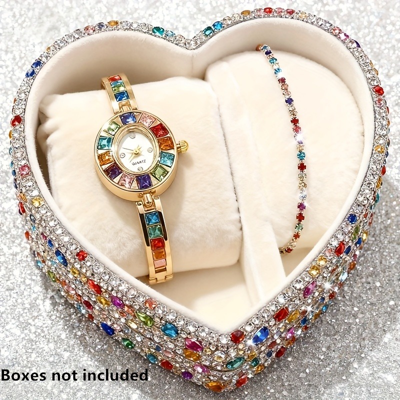 2pcs Elegant Colorful Rhinesto - Jewelry Box Organizer Watches review and price