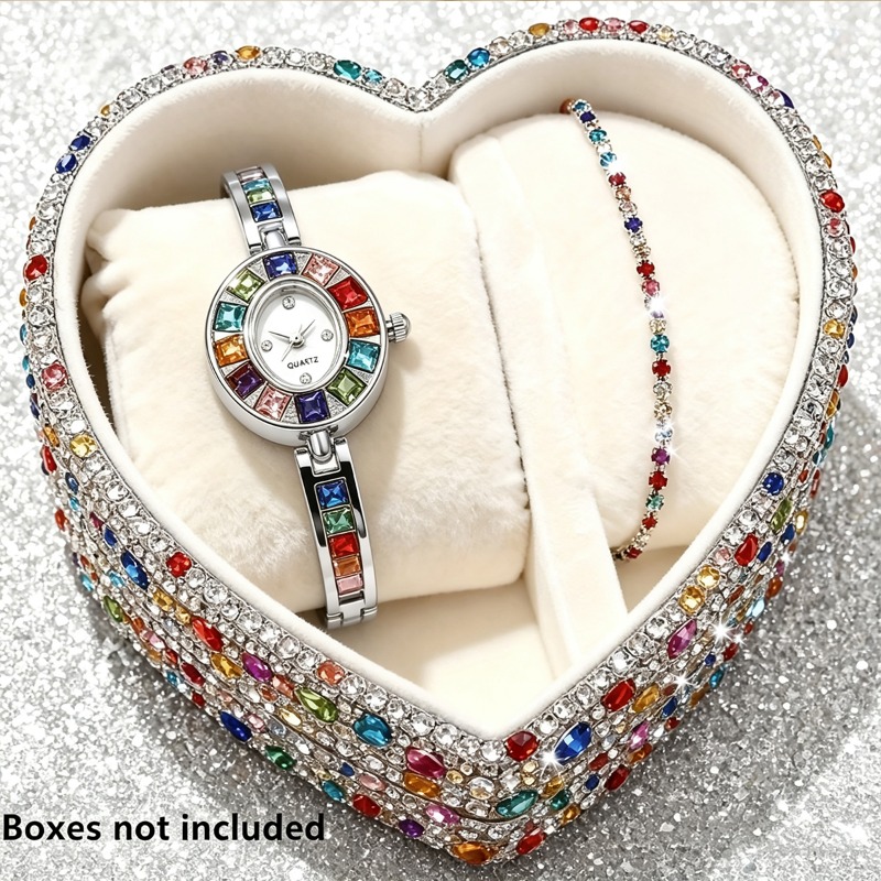 2pcs Elegant Colorful Rhinesto - Jewelry Box Organizer Watches review and price